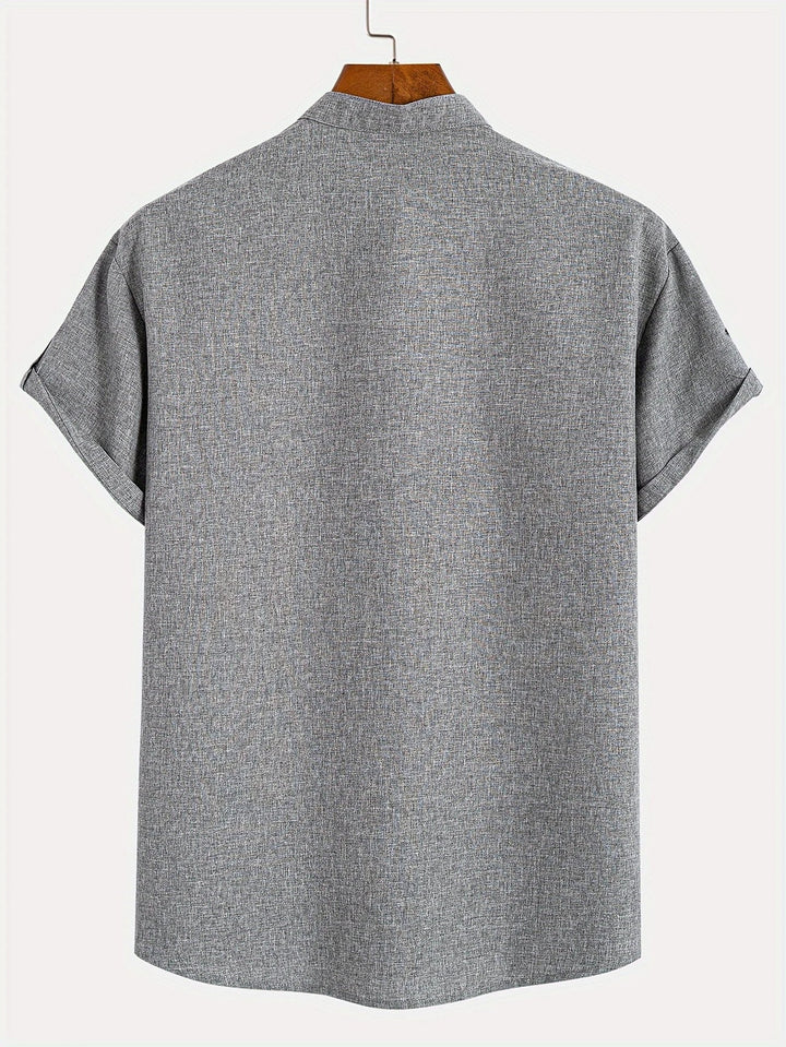 Caelum | Elegant Short-Sleeve Shirt with High Collar