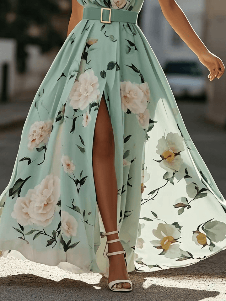 Alice | Floral Ruched One-Shoulder A-Line Maxi Dress