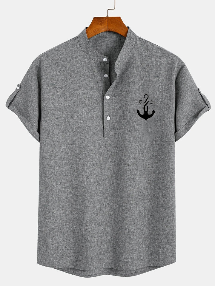 Caelum | Elegant Short-Sleeve Shirt with High Collar