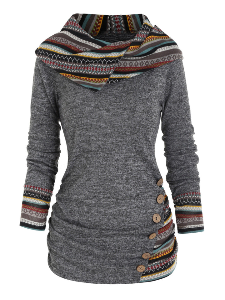 Amilene | Patterned Casual Pullover Hoodie