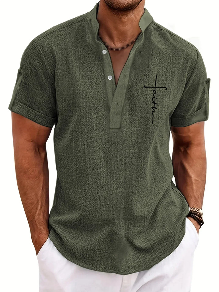 Caelum | Elegant Short-Sleeve Shirt with High Collar