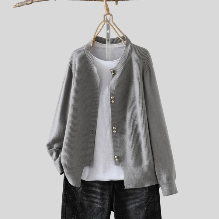 Elara | Pearl-Button Cardigan