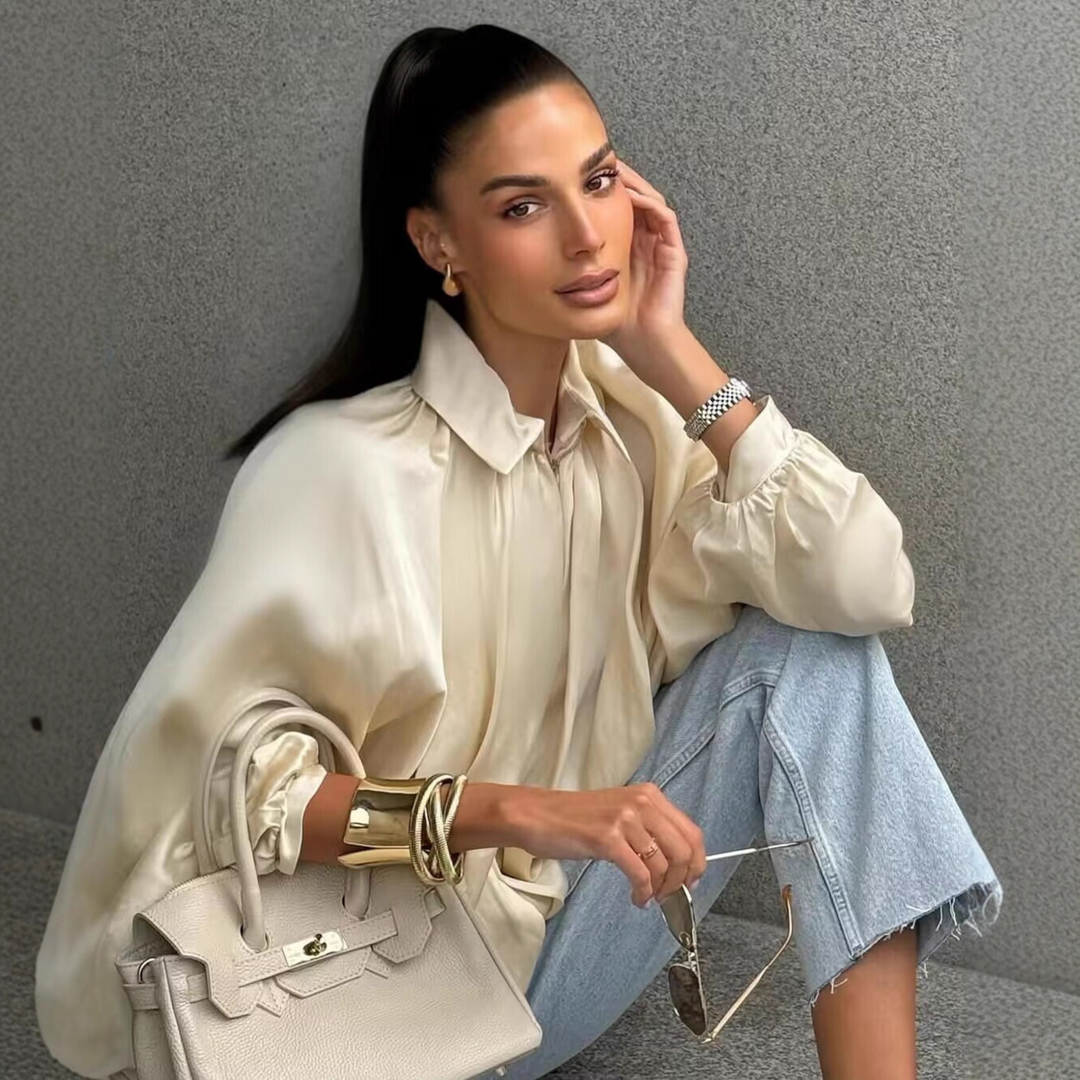 Charlize™ - Vintage Oversized Puffed Sleeve Bomber Jacket