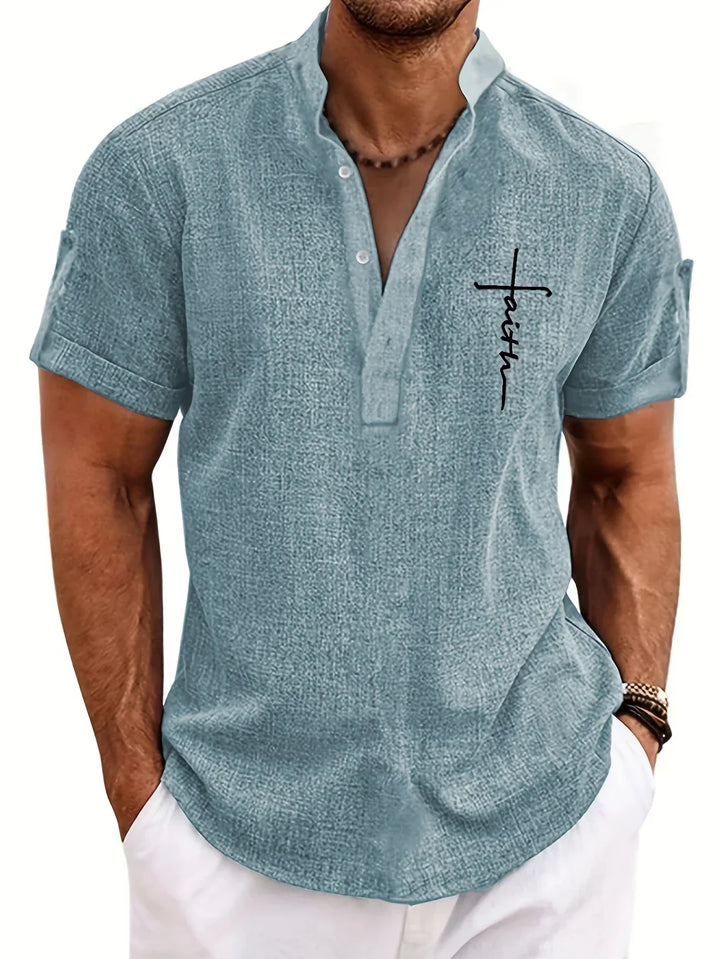 Caelum | Elegant Short-Sleeve Shirt with High Collar