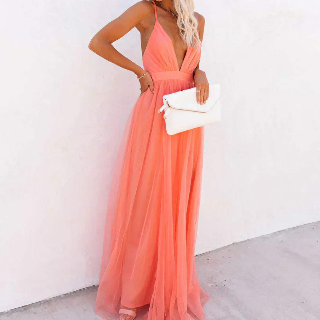 Kia | Coral Light Maxi Dress