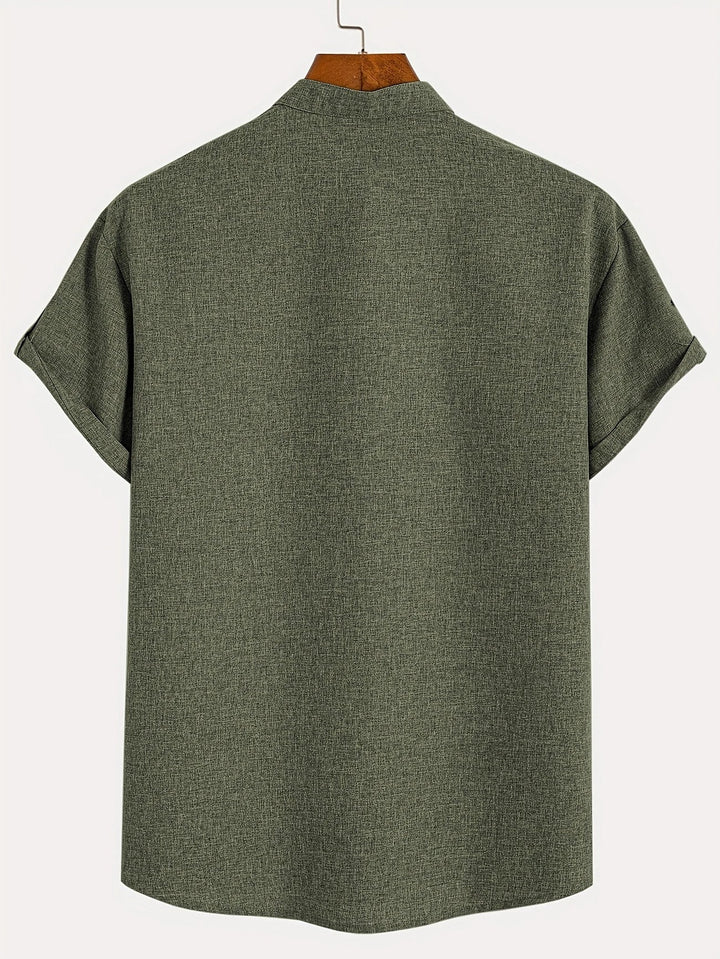 Caelum | Elegant Short-Sleeve Shirt with High Collar