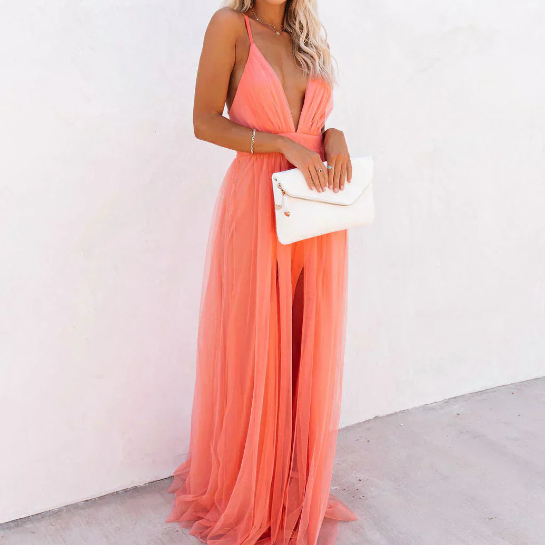 Kia | Coral Light Maxi Dress