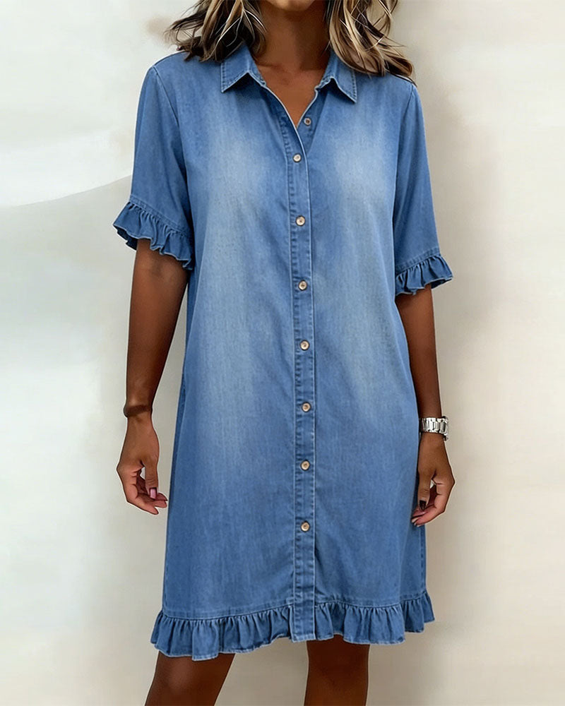 Mode® | Comfortable Denim Dress with Flattering Sleeve
