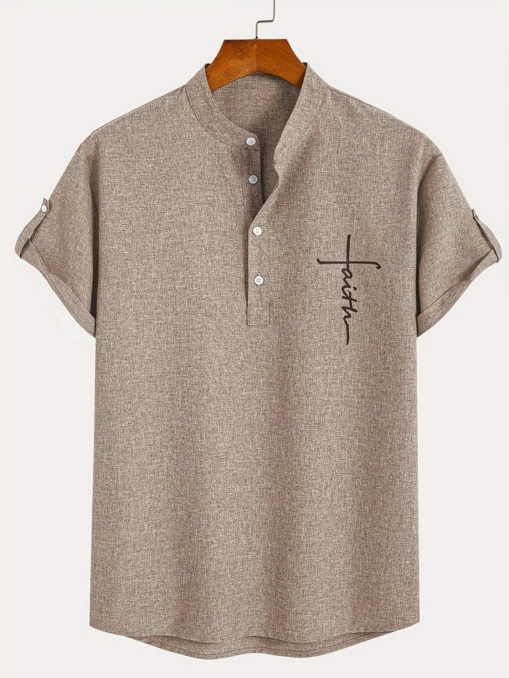 Caelum | Elegant Short-Sleeve Shirt with High Collar