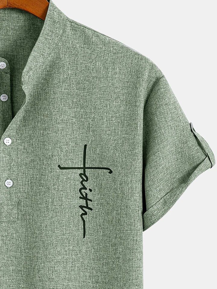Caelum | Elegant Short-Sleeve Shirt with High Collar