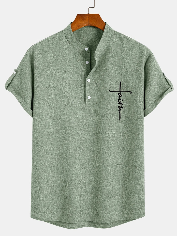 Caelum | Elegant Short-Sleeve Shirt with High Collar
