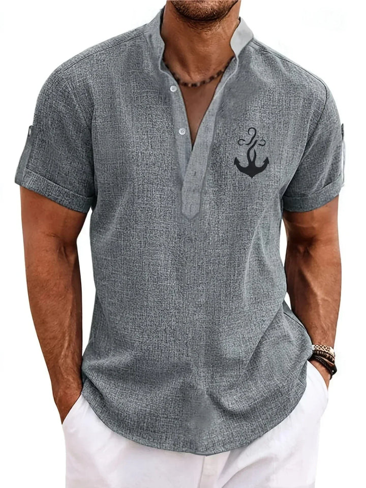Caelum | Elegant Short-Sleeve Shirt with High Collar
