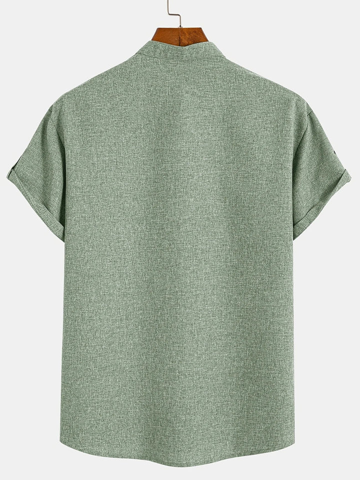 Caelum | Elegant Short-Sleeve Shirt with High Collar