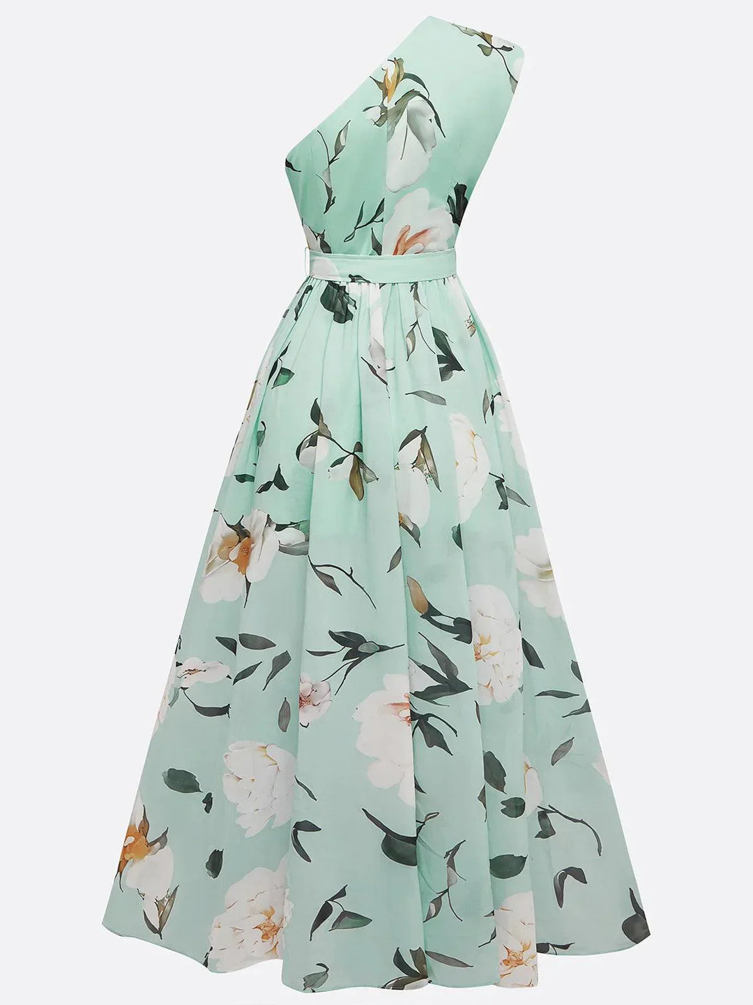 Alice | Floral Ruched One-Shoulder A-Line Maxi Dress