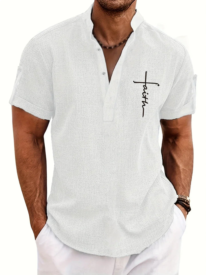 Caelum | Elegant Short-Sleeve Shirt with High Collar