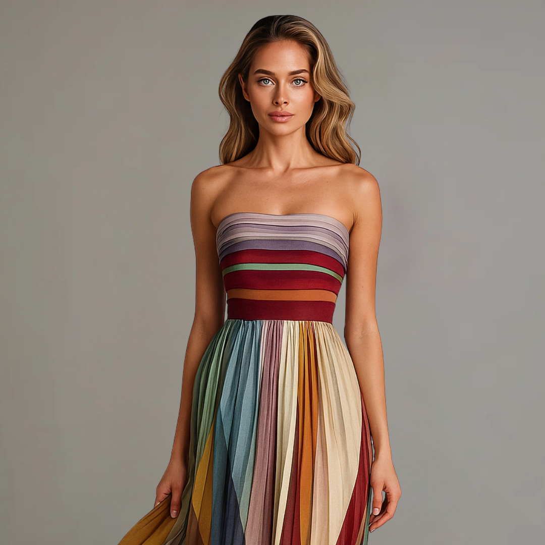 Isola | Strapless Long Dress with Elegant Detailing