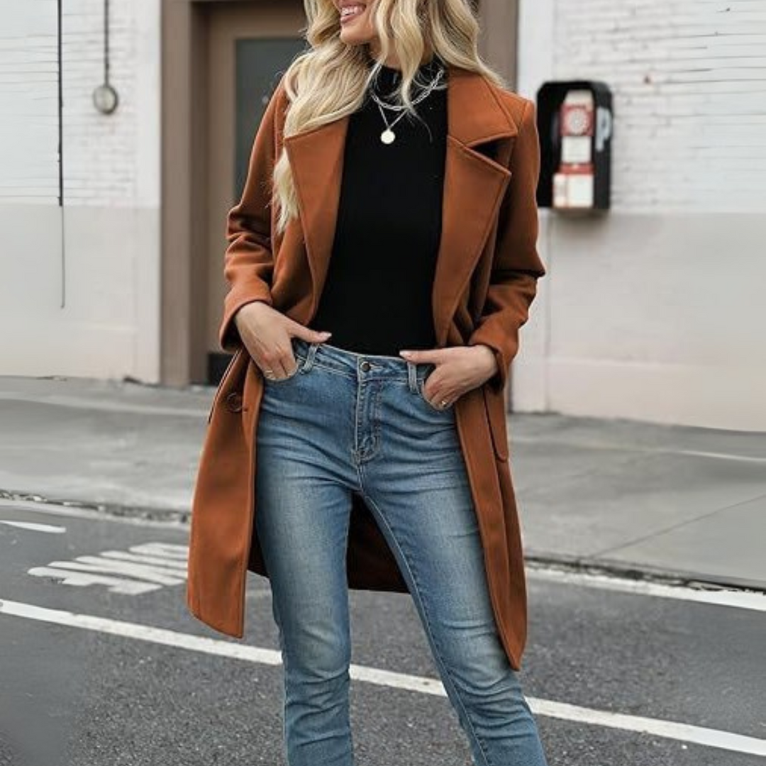 Demi™ | Casual Mid-Length Open Front Coat