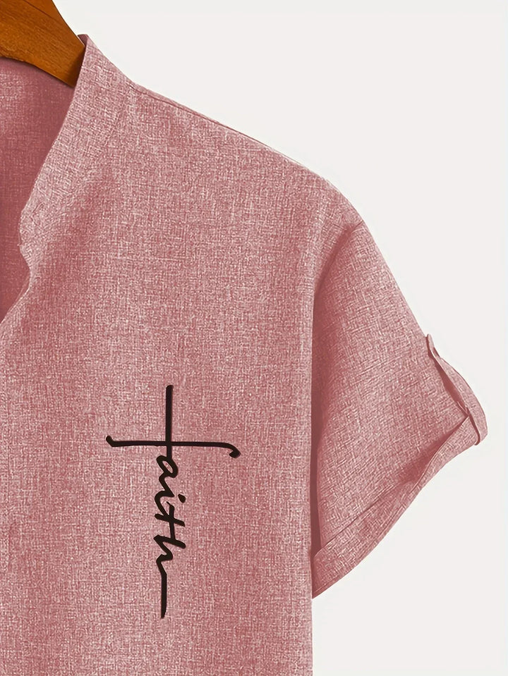 Caelum | Elegant Short-Sleeve Shirt with High Collar