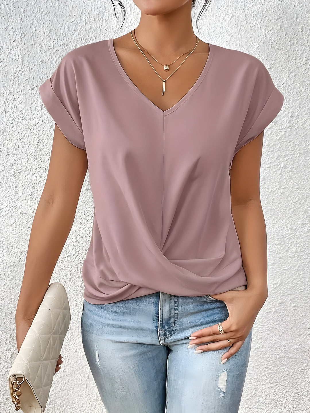 Kathrina | Elegant Twist-Front V-Neck Top