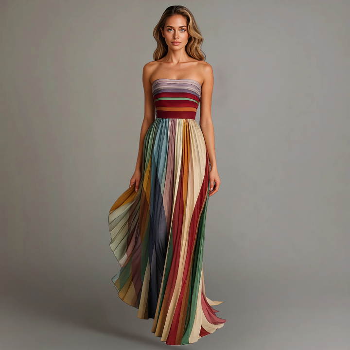 Isola | Strapless Long Dress with Elegant Detailing