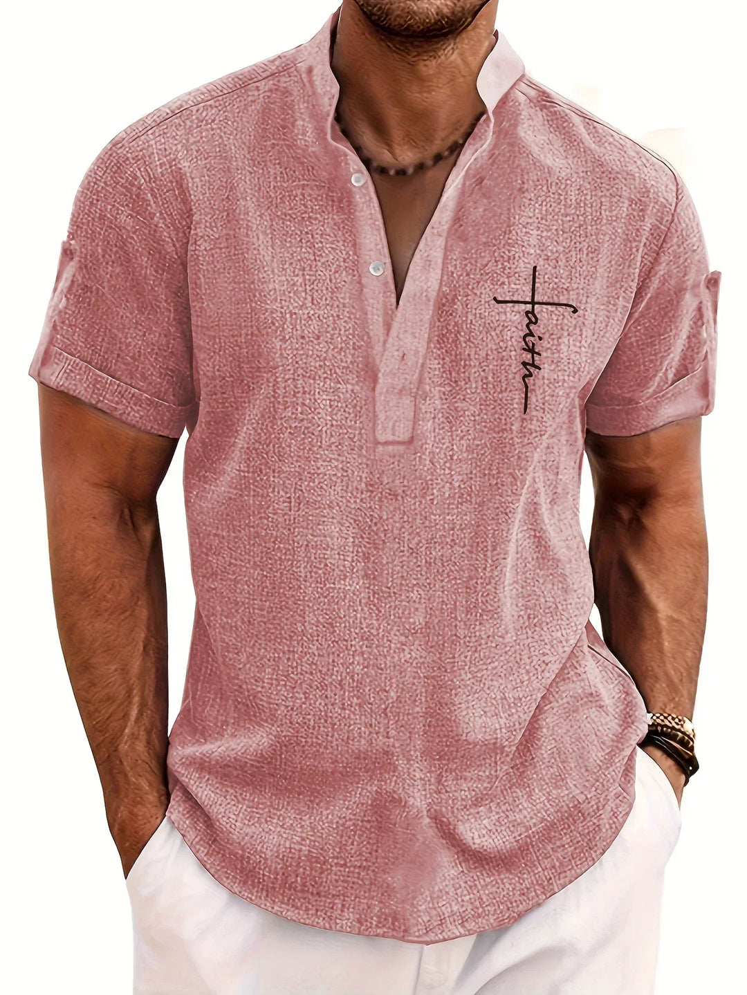 Caelum | Elegant Short-Sleeve Shirt with High Collar