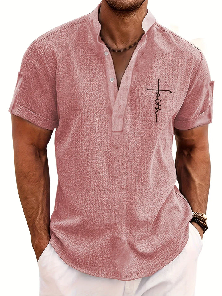 Caelum | Elegant Short-Sleeve Shirt with High Collar
