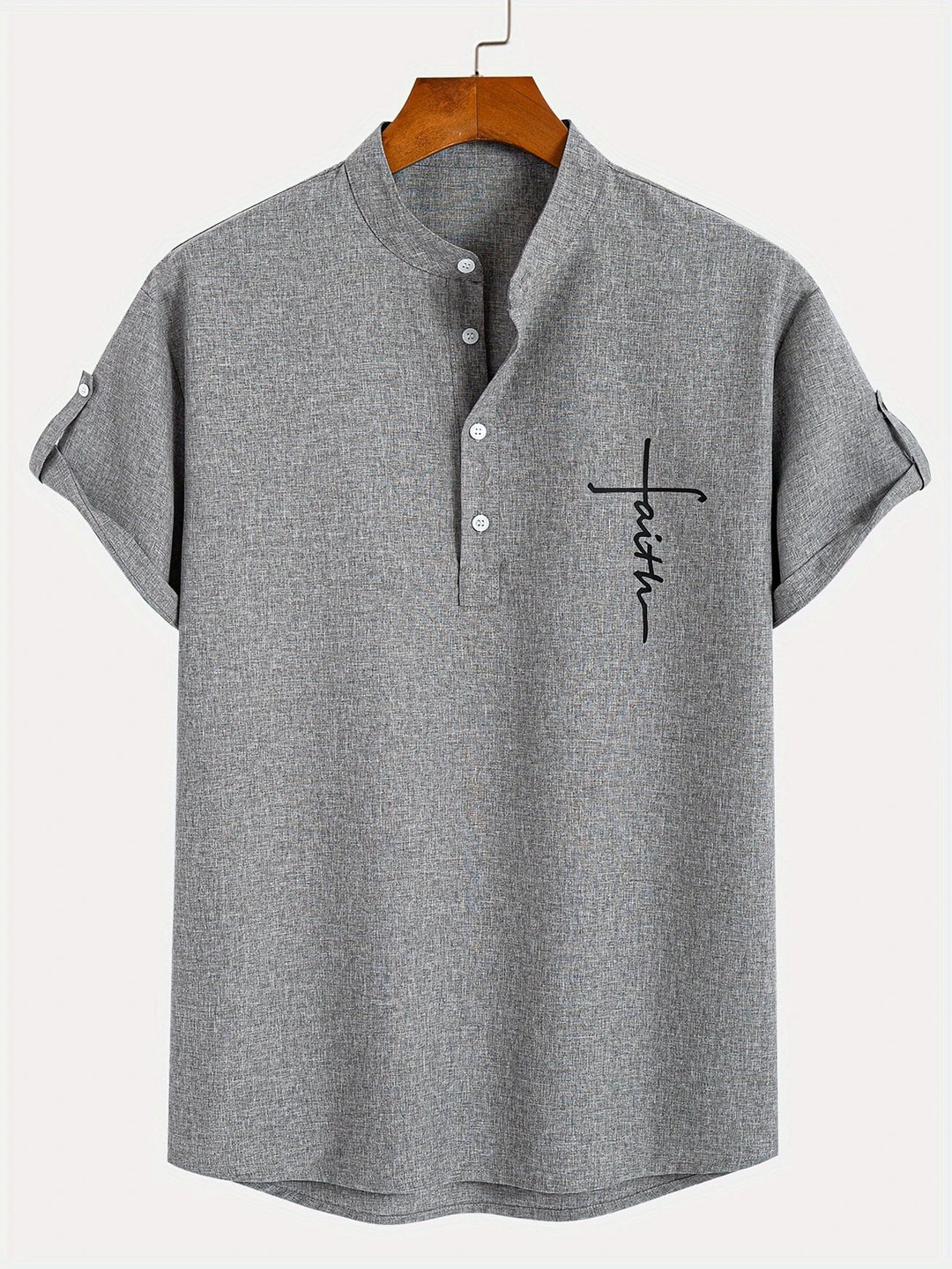 Caelum | Elegant Short-Sleeve Shirt with High Collar