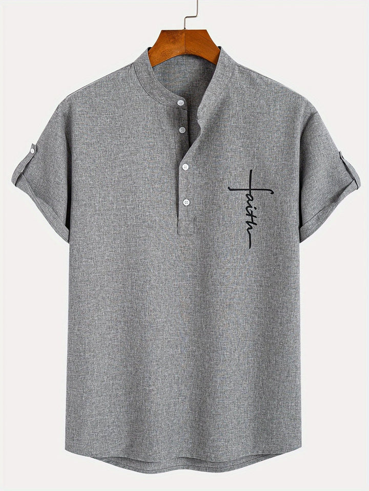 Caelum | Elegant Short-Sleeve Shirt with High Collar