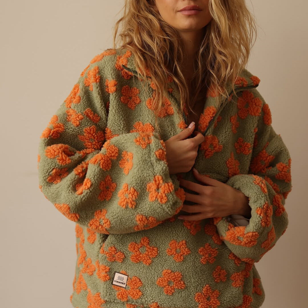 Azelma™ | Floral Print Fleece Sweater