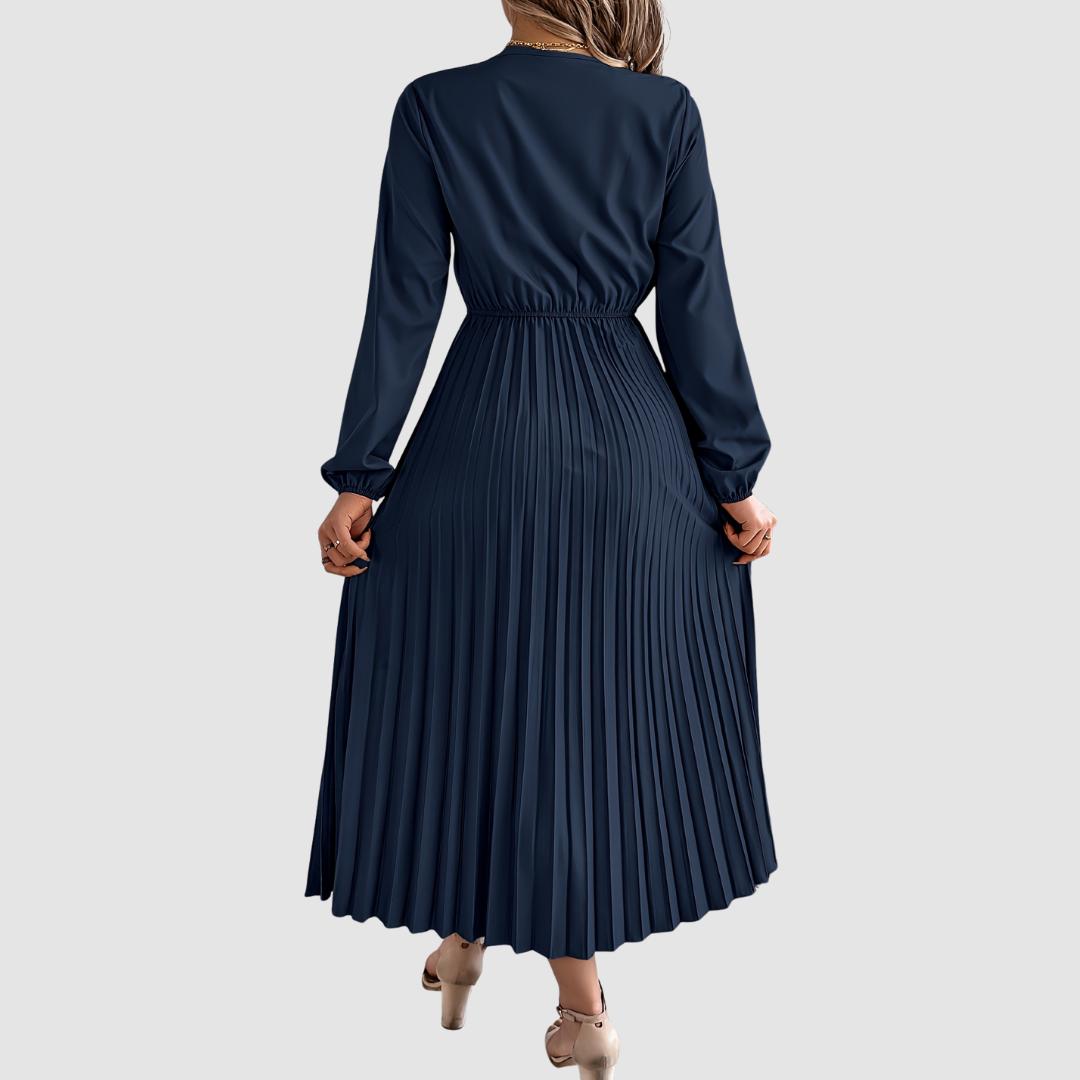 Rosalind Quinn | Lace V-Neck Pleated A-Line Dress