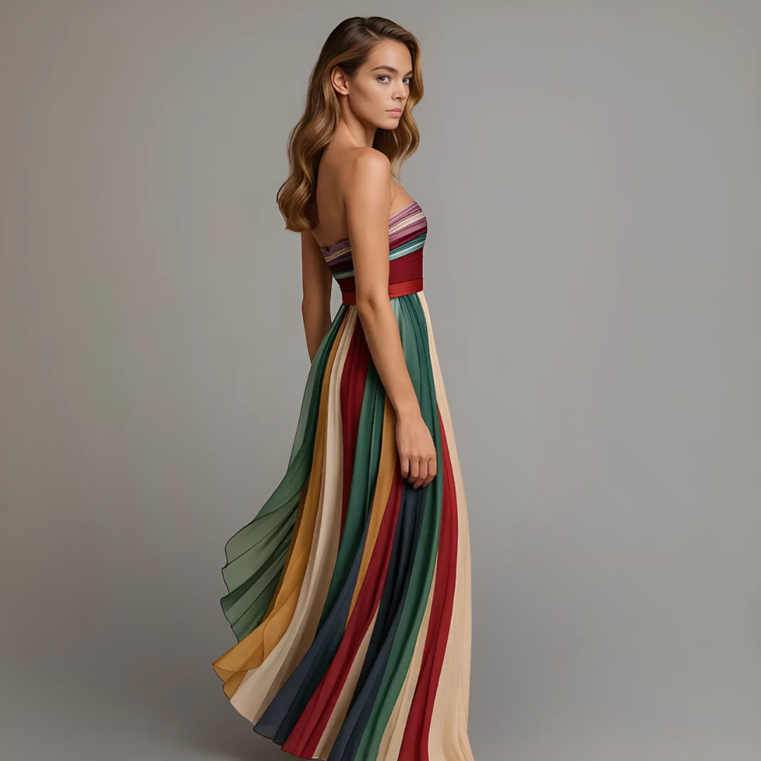 Isola | Strapless Long Dress with Elegant Detailing