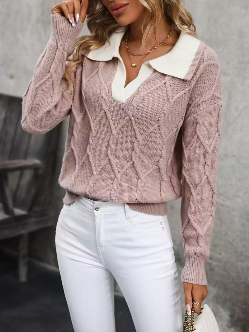 Mahalia™ | Cable Knit Collared Sweater