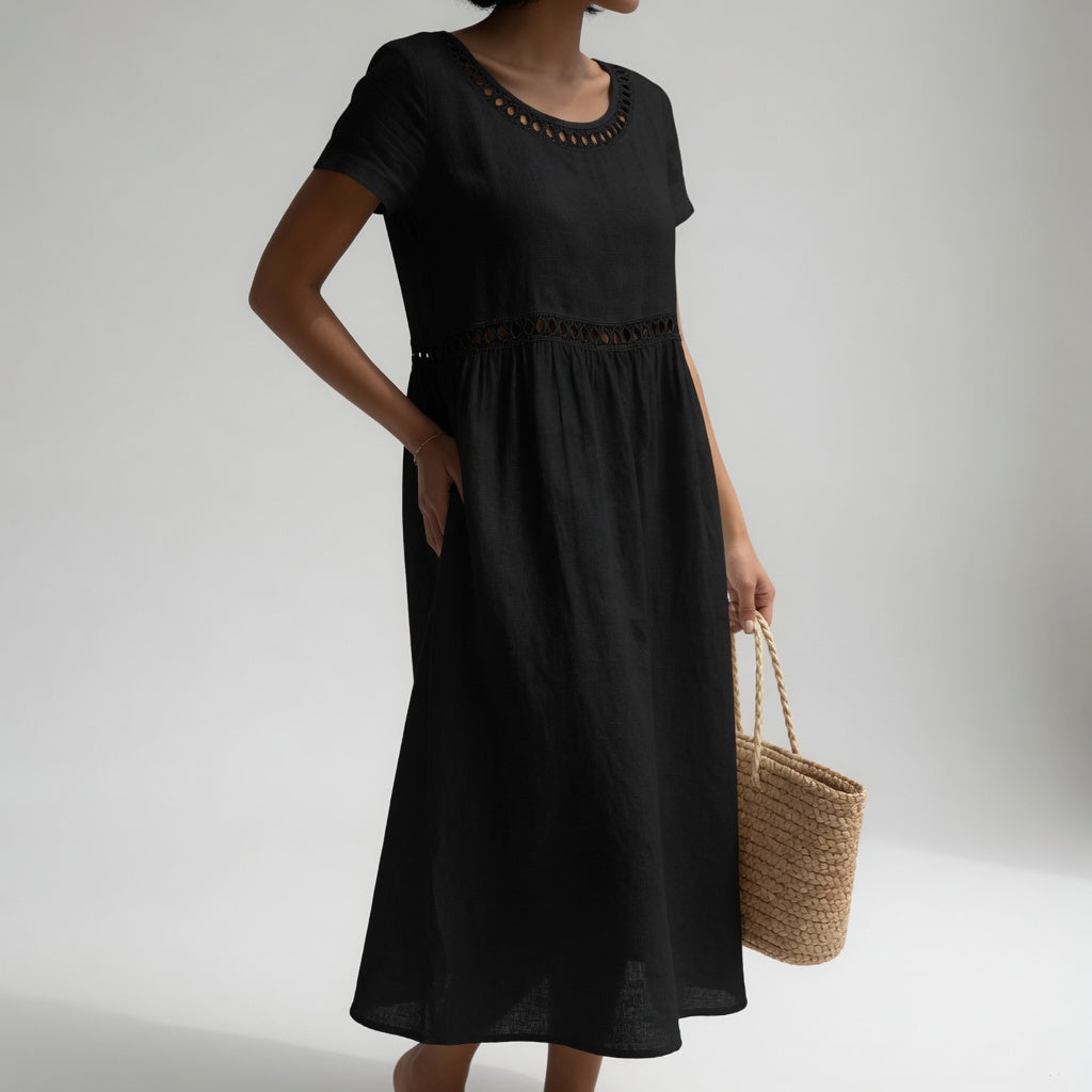 Pernelle™ — Mid-length dress 100% cotton with soft femininity