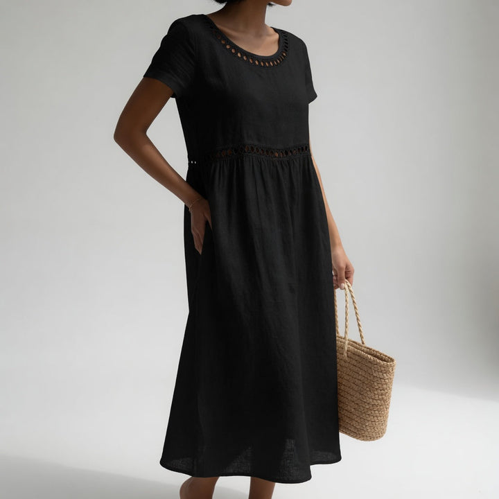Pernelle™ — Mid-length dress 100% cotton with soft femininity