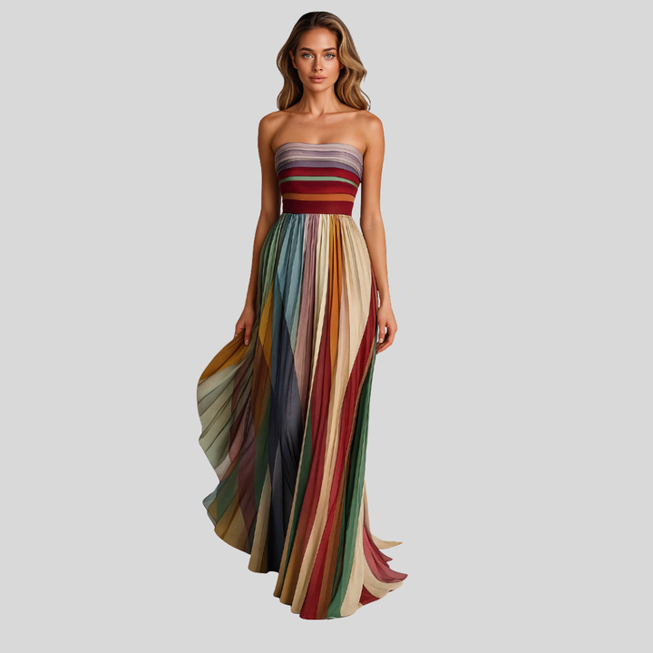 Isola | Strapless Long Dress with Elegant Detailing
