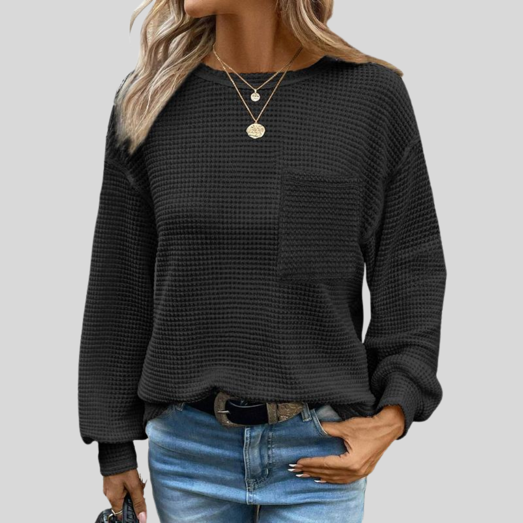Liora | Cozy Oversized Long Sleeve Crewneck Blouse