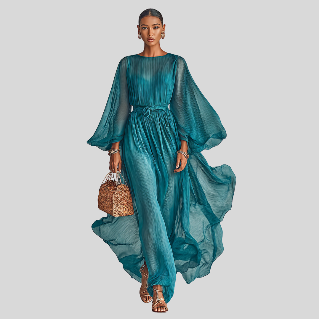 Joilene | Long Sleeve Chiffon Dress
