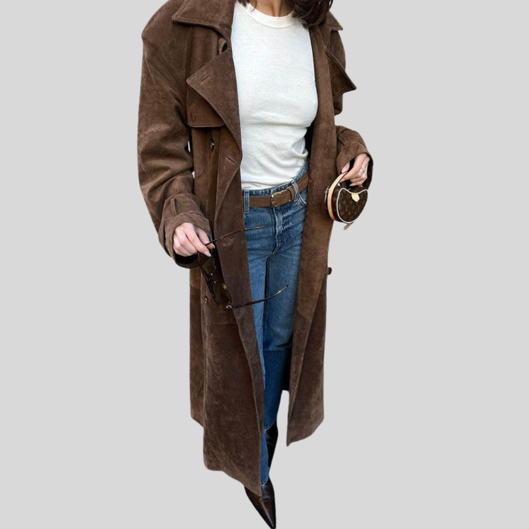 Suzanne | Classic Suede Trench Coat