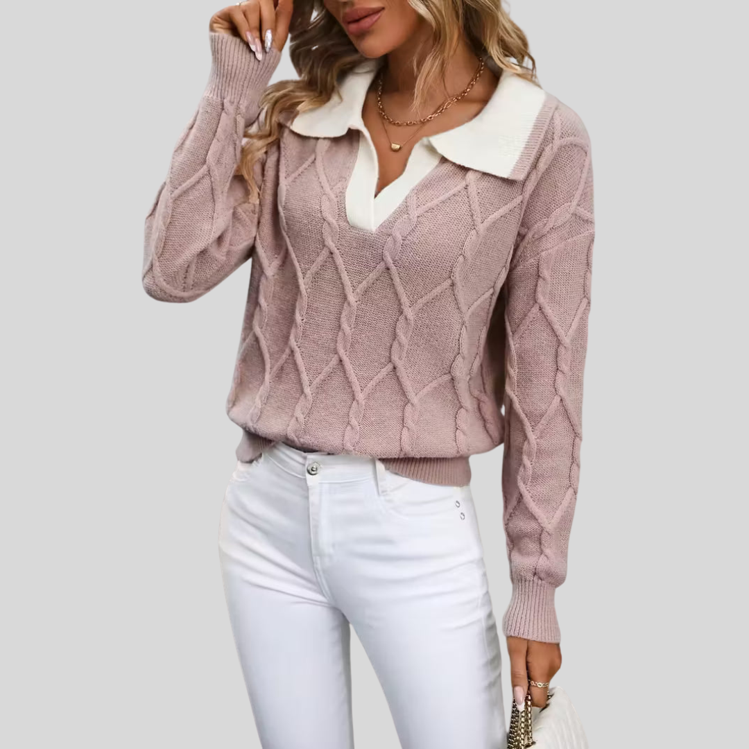 Mahalia™ | Cable Knit Collared Sweater