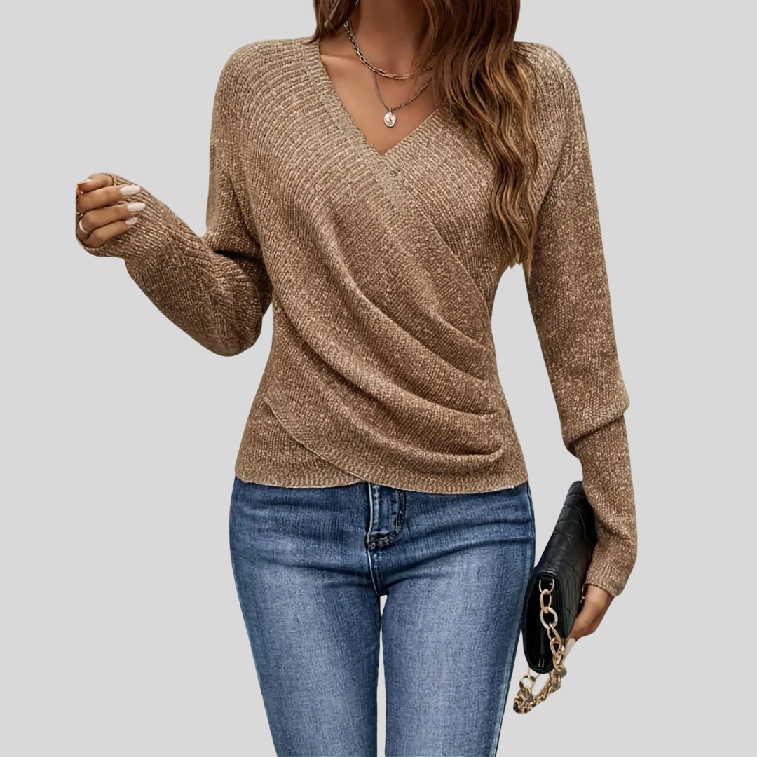 Daphne | Wrap-Front V-Neck Jumper