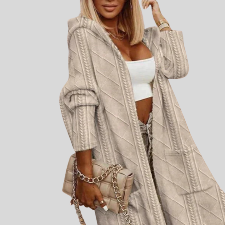 Ella chic | Long Knit Hooded Cardigan