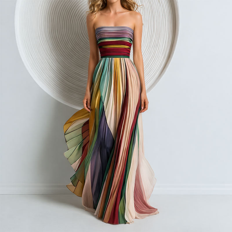 Valoria | Pleated Strapless Maxi Dress