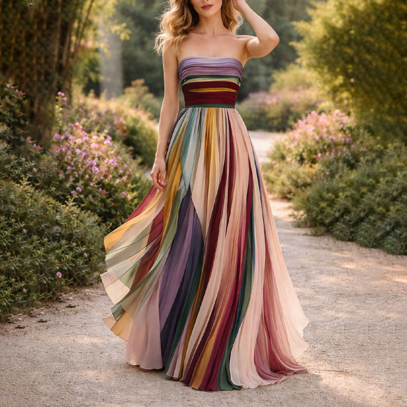 Valoria | Pleated Strapless Maxi Dress