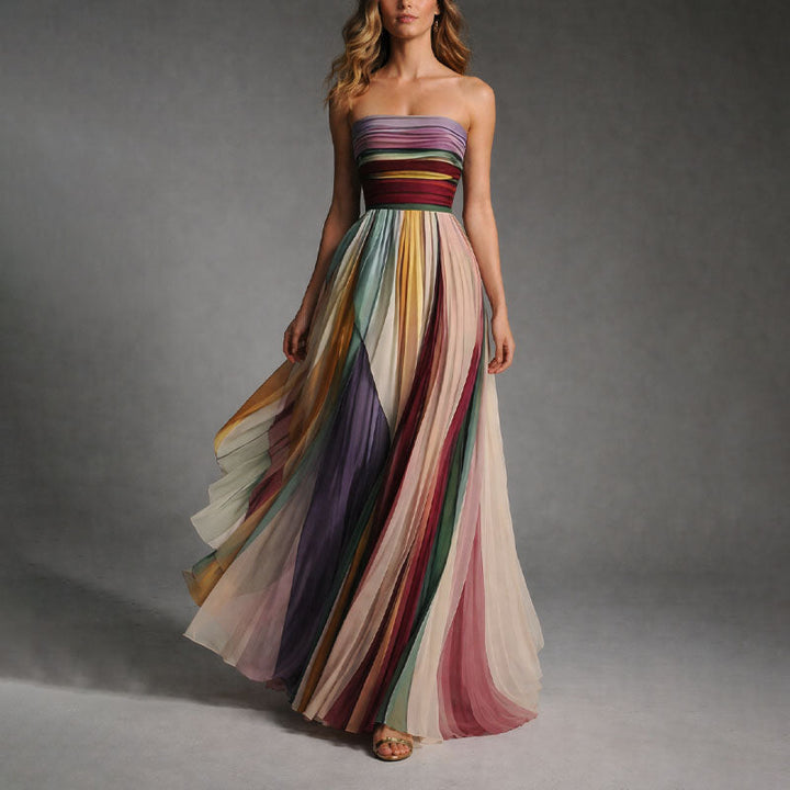 Valoria | Pleated Strapless Maxi Dress