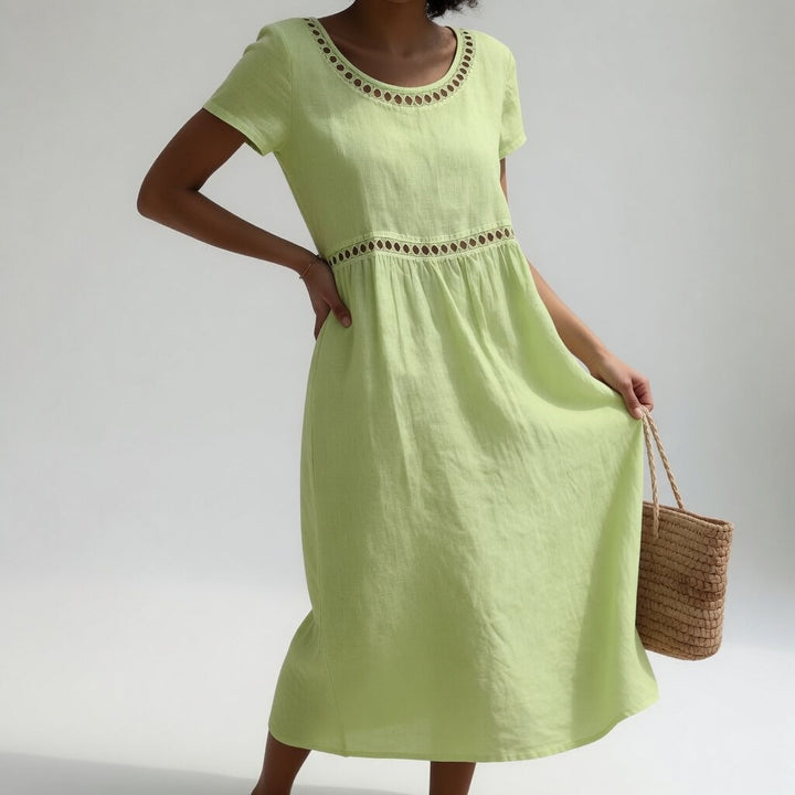 Pernelle™ — Mid-length dress 100% cotton with soft femininity