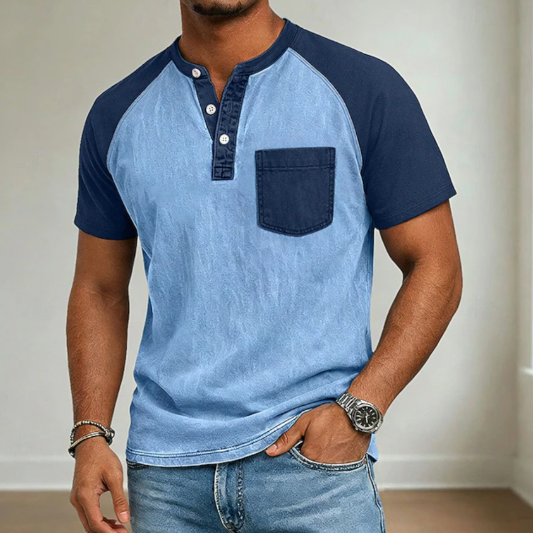 John | Acid Wash Short Sleeve Henley Shirt