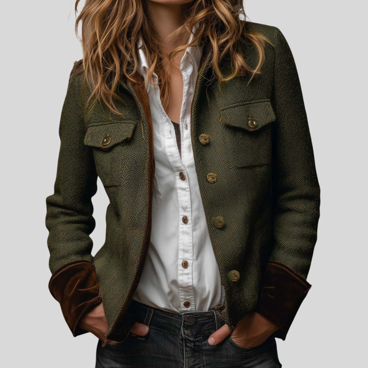 Geraldine | Tweed Jacket with Velvet Details