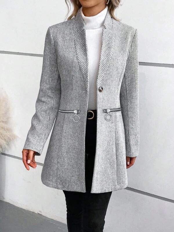 Jona™ | Plain Pocket Long Sleeve Outerwear