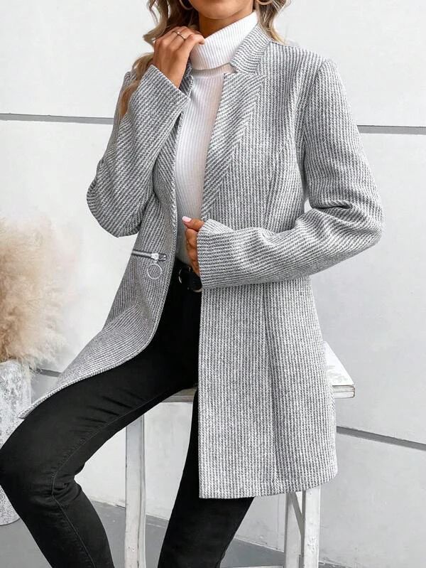 Jona™ | Plain Pocket Long Sleeve Outerwear