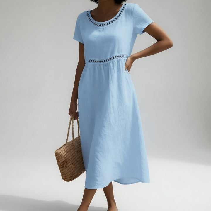 Pernelle™ — Mid-length dress 100% cotton with soft femininity